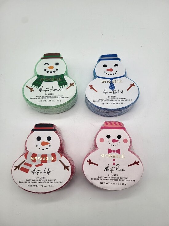 Spongelle Other - Spongelle Holiday Snowman Assorted Pack of 4 Body Wash Infused Buffers